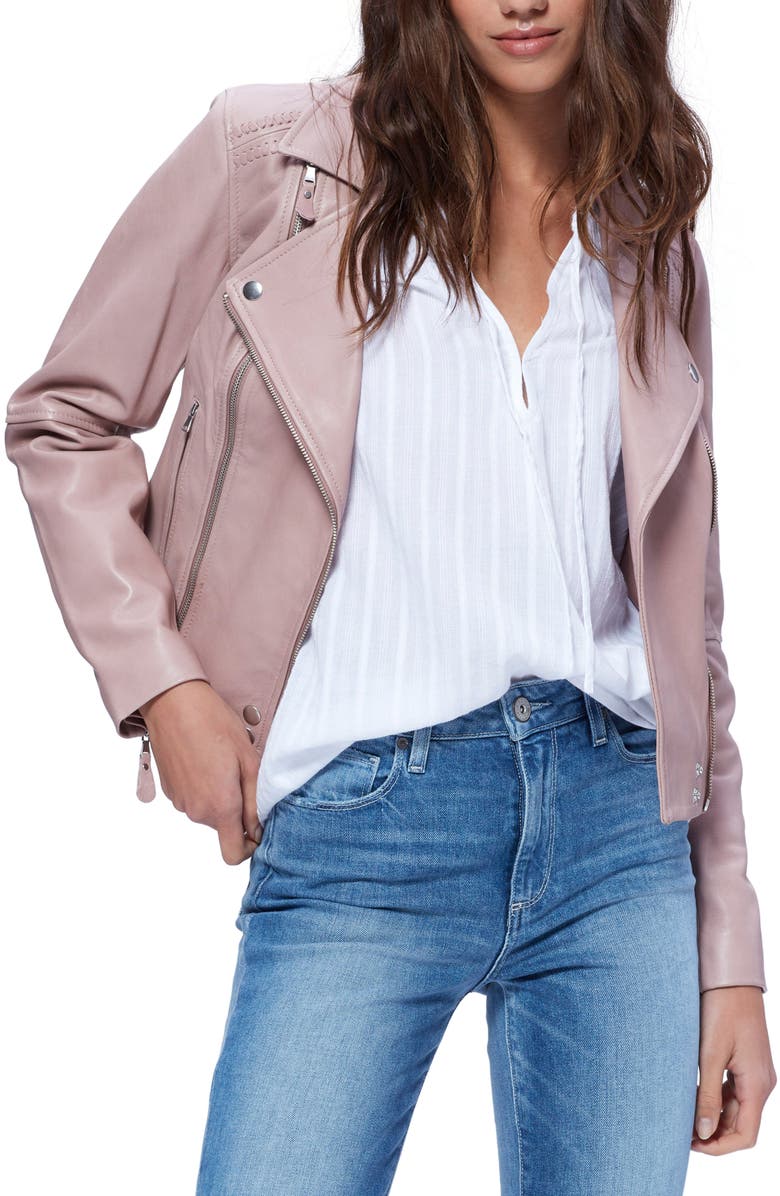 Paige Fontana Leather Moto Jacket Nordstrom Fontana Leather Moto Jacket Main Color Mauve Blush