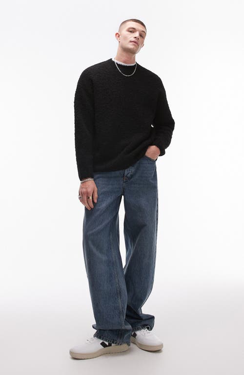 Shop Topman Relaxed Fit Bouclé Sweater In Black