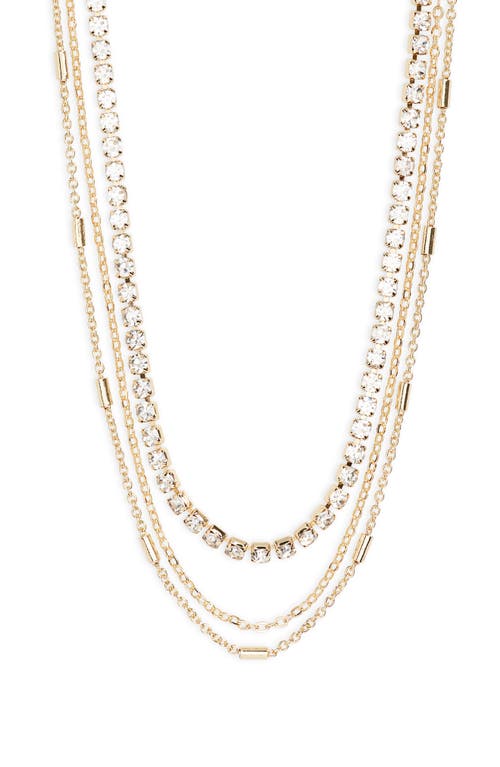 Triple Layer Crystal Necklace in Gold