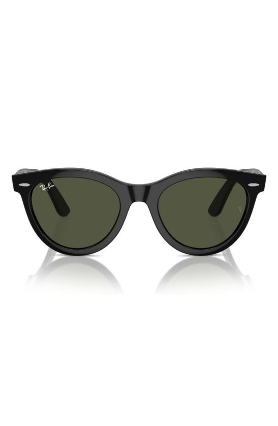 Ray Ban Wayfarer Way Sunglasses Black Frame Green Lenses 54-21 In Black