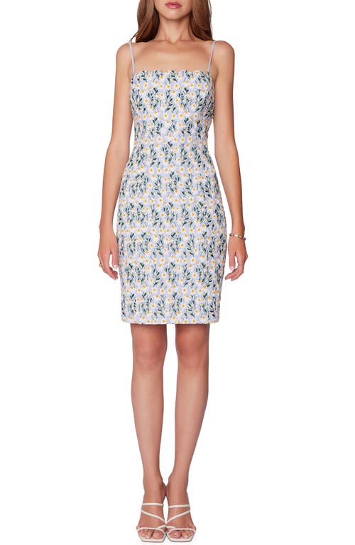 Breath of Youth Floral Embroidery Cotton & Linen Minidress in Light Blue