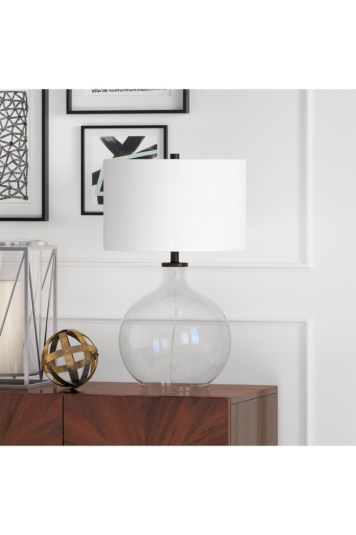 Addison And Lane Laelia Clear Glass Table Lamp With Blackened Bronze Accents