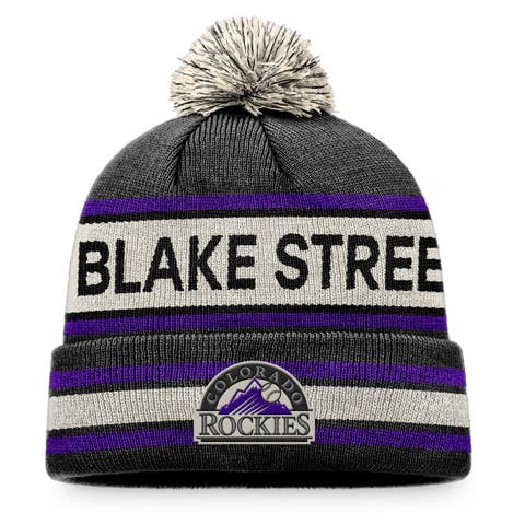 New Era Colorado Rockies Purple Wordmark Pom Knit Hat