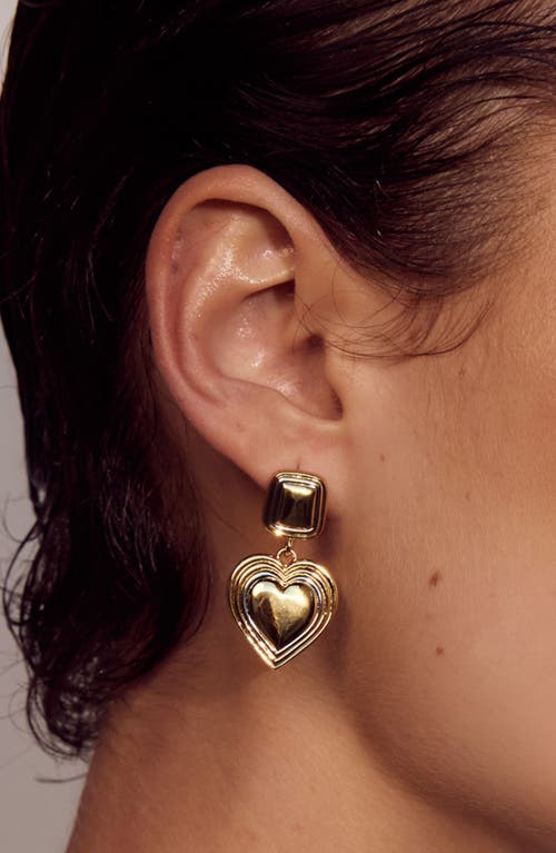 Luv Aj Two-tone Hear Drop Earrings In Gold
