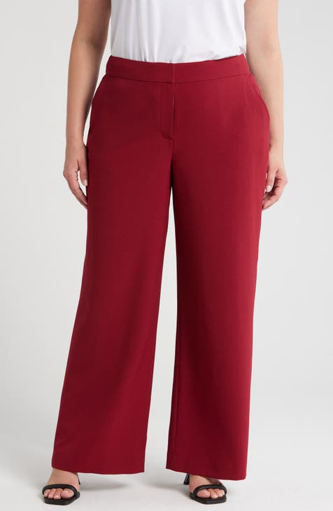 Burgundy wide leg pants best sale