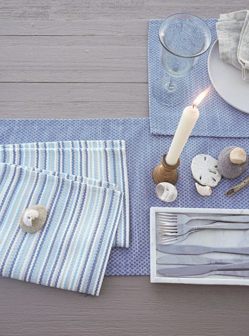 Shop Anaya Yacht Stripe Indoor Outdoor Placemat In Blue