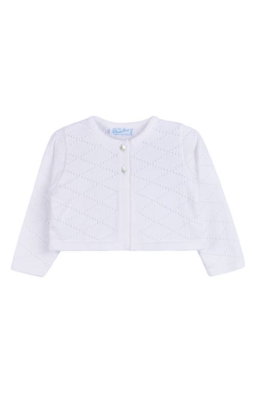 Feltman Brothers Pointelle Crop Cotton Cardigan In White