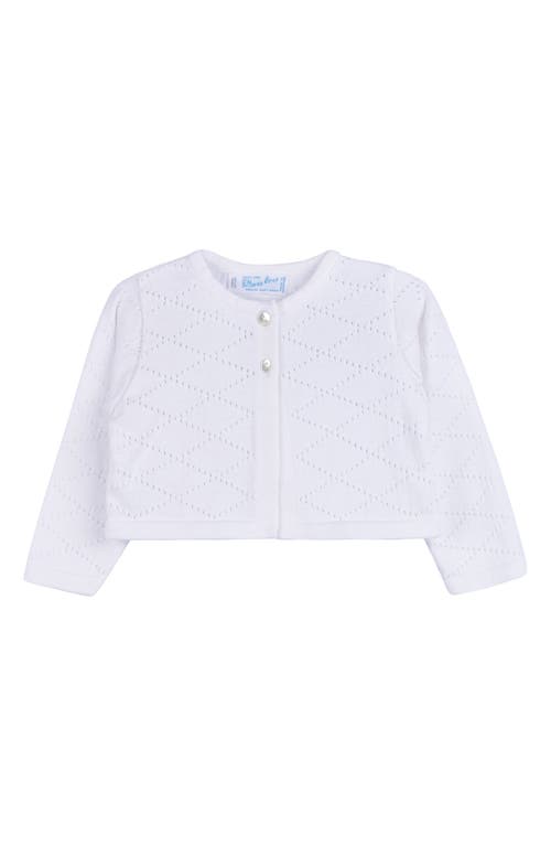 Feltman Brothers Cotton Pointelle Crop Cardigan in White 