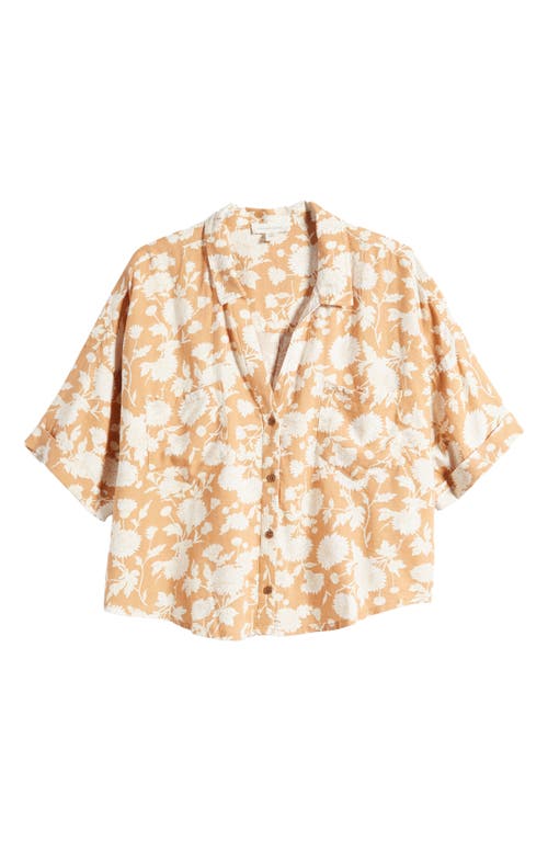 Treasure & Bond Short Sleeve Linen Blend Camp Shirt Tan- Beige Boutique Garden at Nordstrom,