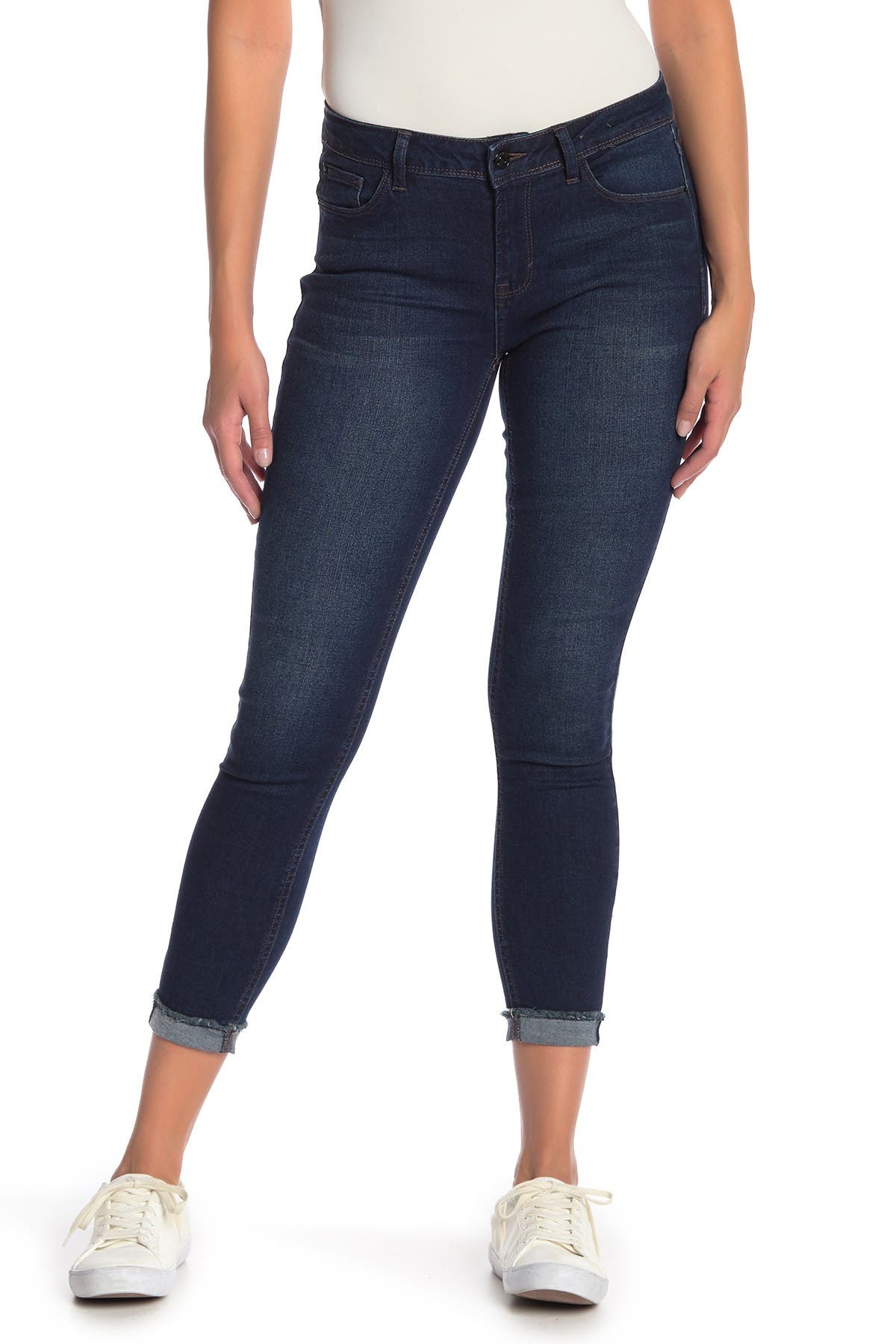 Kensie | Frayed Cuff Crop Skinny Jeans 