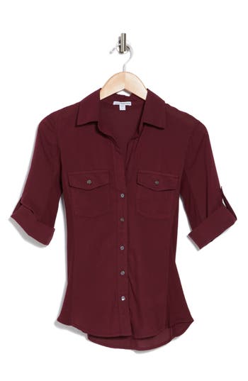 James Perse Three-quarter Sleeve Button-up Shirt In Cordova