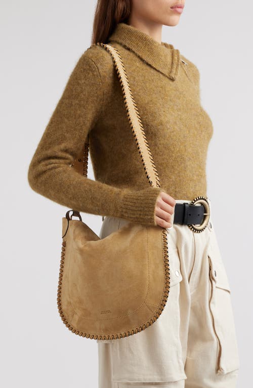 Shop Isabel Marant Oskan Suede Hobo Bag In Beige