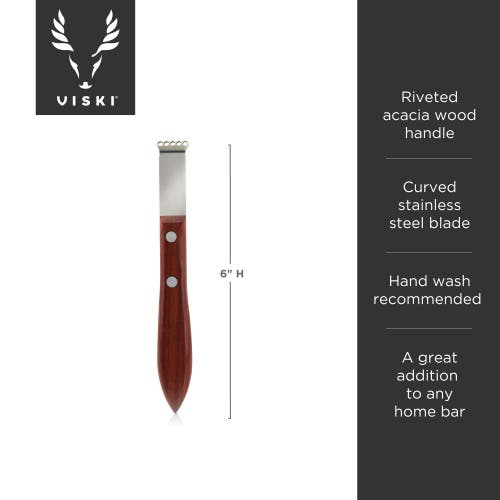 Viski Professional Citrus Zester With Acacia Wood In Brown