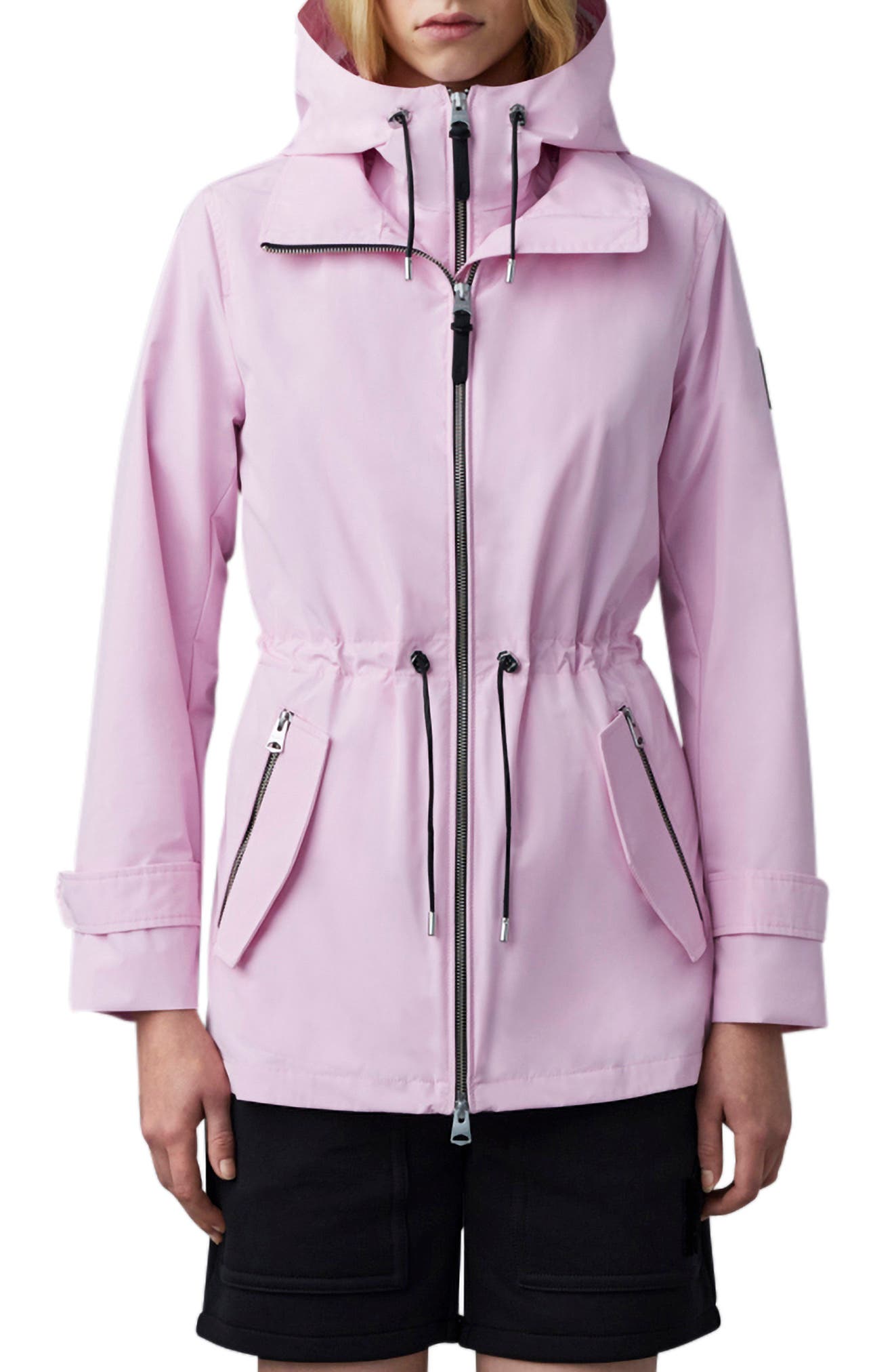 pink rain jacket with hood