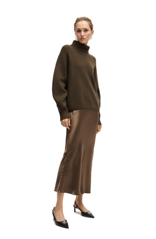 Shop Hugo Boss Boss Fernadina Turtleneck Virgin Wool Sweater In Marshland