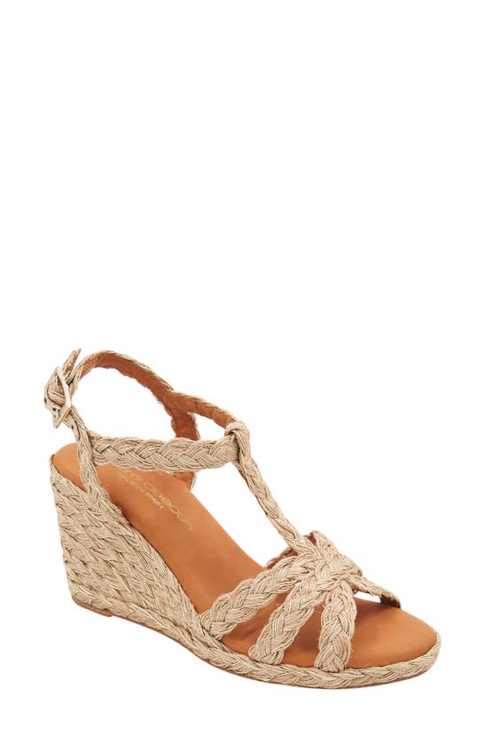 Andre Assous Madina Raffia Espadrille Ankle Strap Wedge Sandal In Gold