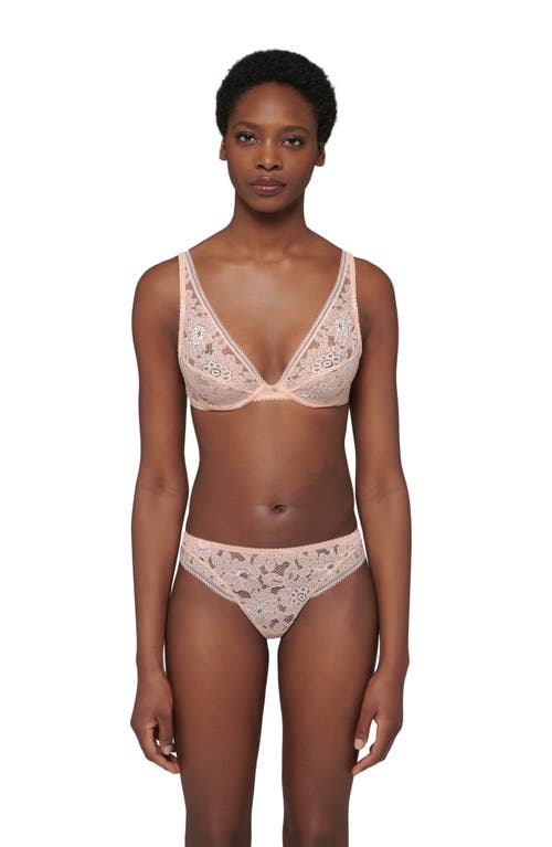 Shop Simone Perele Festive Triangle Underwire Plunge Bra In Ballet Pink