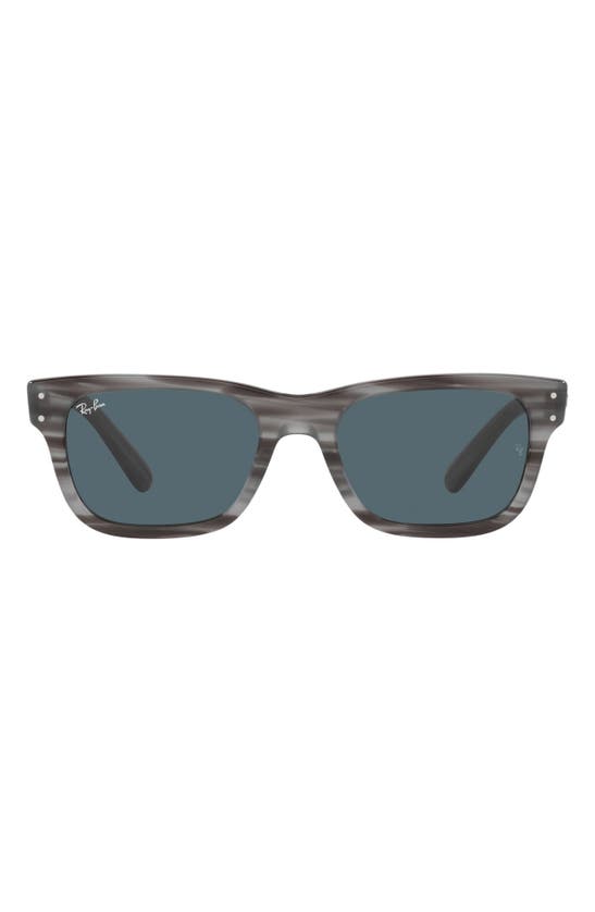 Ray Ban 55mm Rectangular Sunglasses In Striped Gray/ Blue