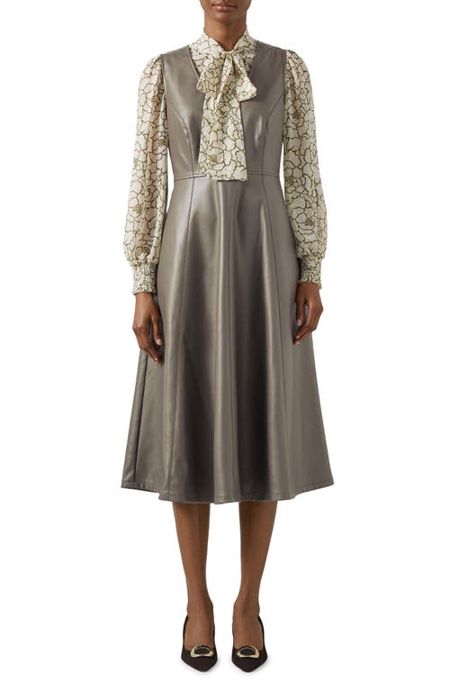 Lk Bennett Laurie Faux Leather Pinafore Dress In Olive