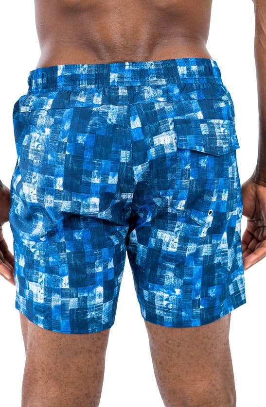 Shop Maceoo Swim Lion Checkquered31 Swim Trunks In Blue