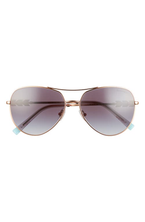 Tiffany & Co. 59mm Aviator Sunglasses in Rubedo/Grey Gradient