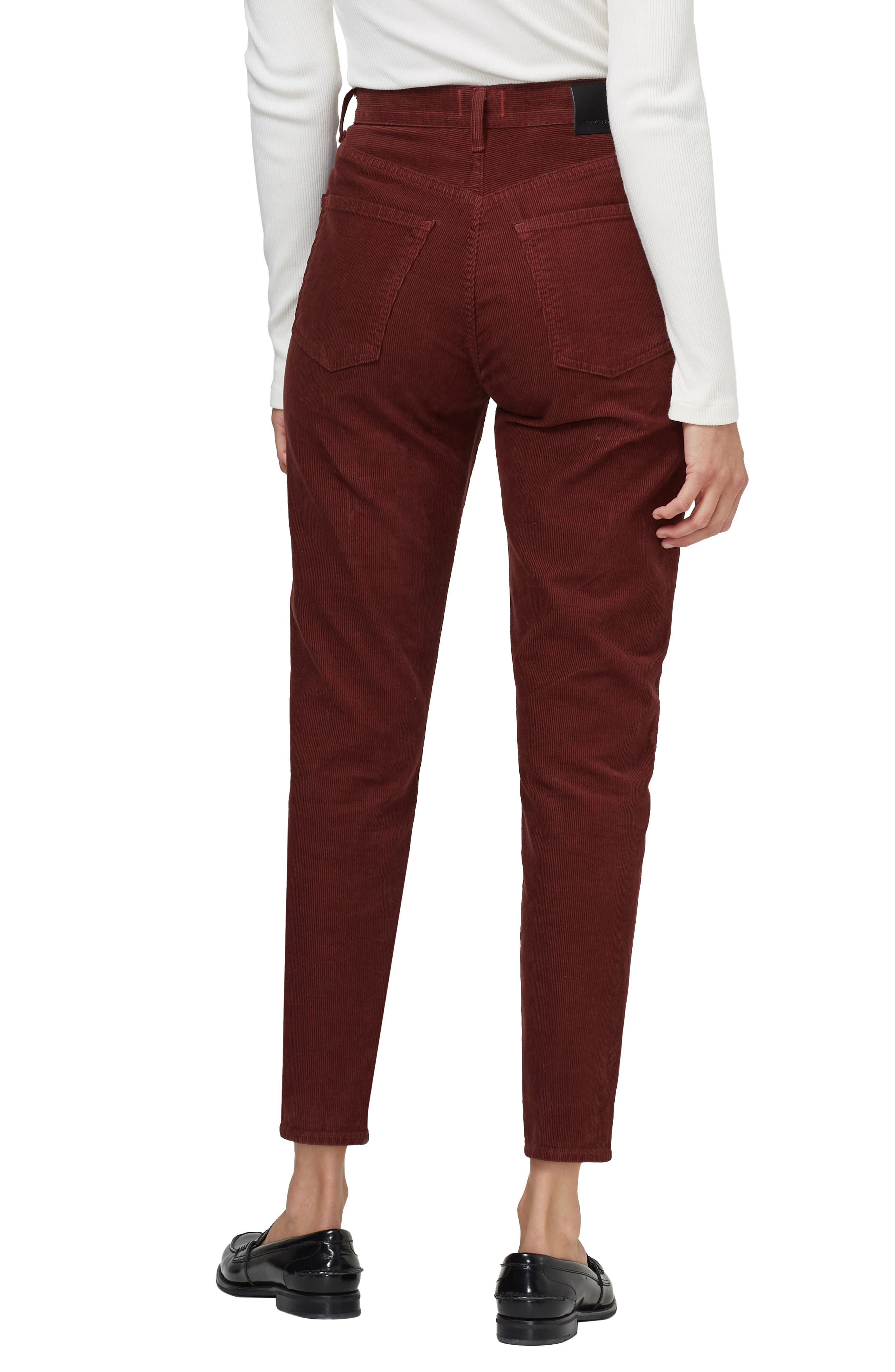 faux flap pocket back cord peg pants