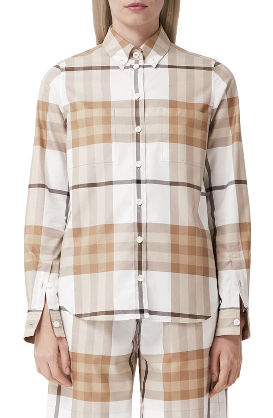 BURBERRY CHECK COTTON BUTTON-DOWN SHIRT