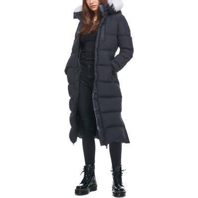 Moose Knuckles Fox Valley Genuine Fox Fur Trim Down Coat, Black
