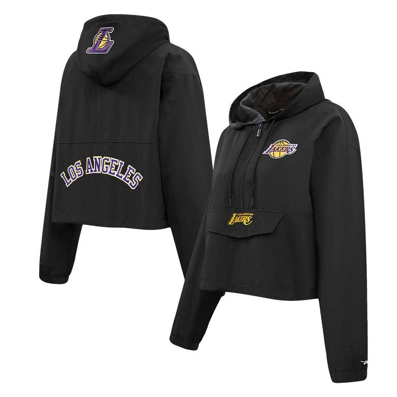 Shop Pro Standard Black Los Angeles Lakers Classic Wind Woven Cropped Half-zip Jacket