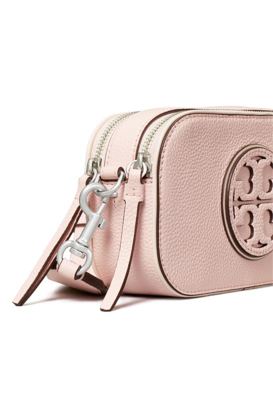 Shop Tory Burch Mini Miller Leather Crossbody Bag In Pale Pink