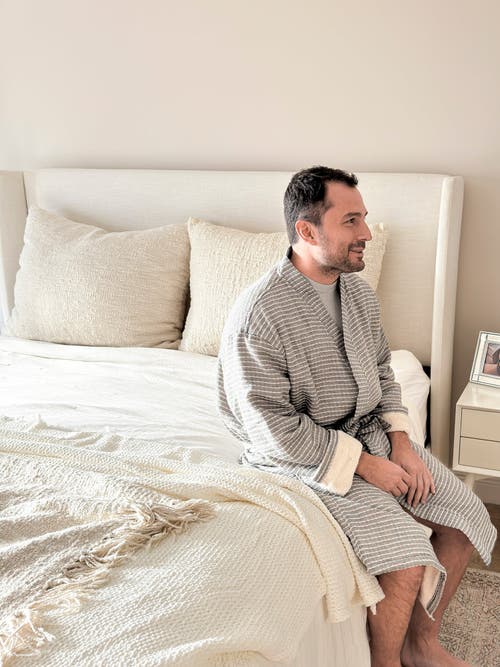 Anaya Cozy Turkish Cotton Robe In Grey