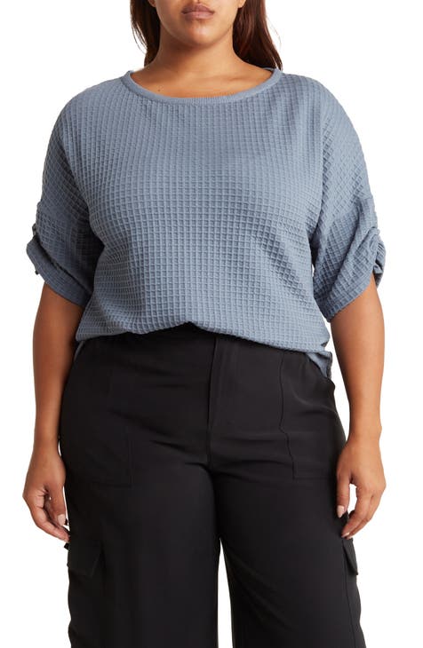 Blue Plus Size Tops: Blouses & Shirts