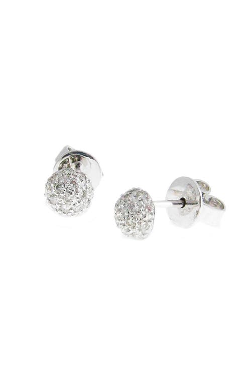Pav� Diamond Ball Stud Earrings in White Gold/diamond