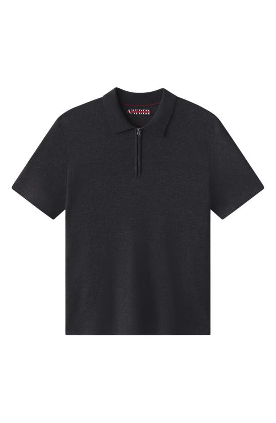 Shop Vayder Arnold Organic Cotton Blend Zip Polo Sweater In Black