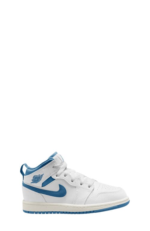 Nike Kids' Air Jordan 1 Mid Sneaker In White/industrial Blue/sail