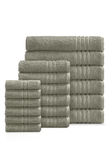 Shop Ella Jayne Home Solid Cotton 18-piece Towel Set In Sage