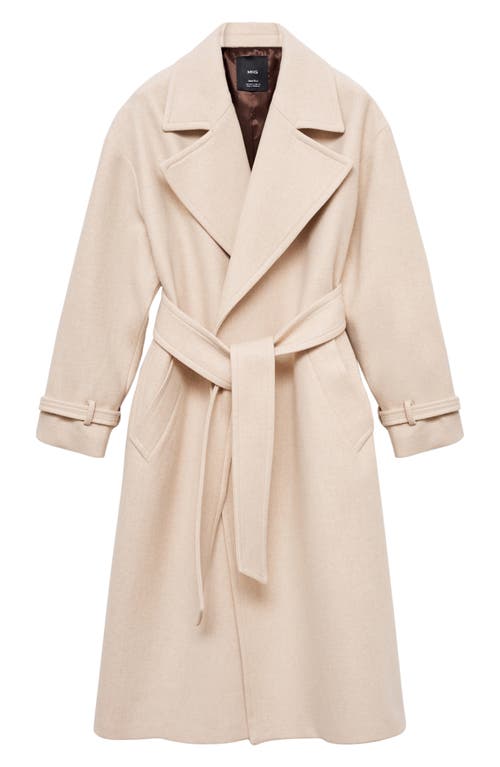 MANGO MANGO TIE BELT WOOL BLEND COAT