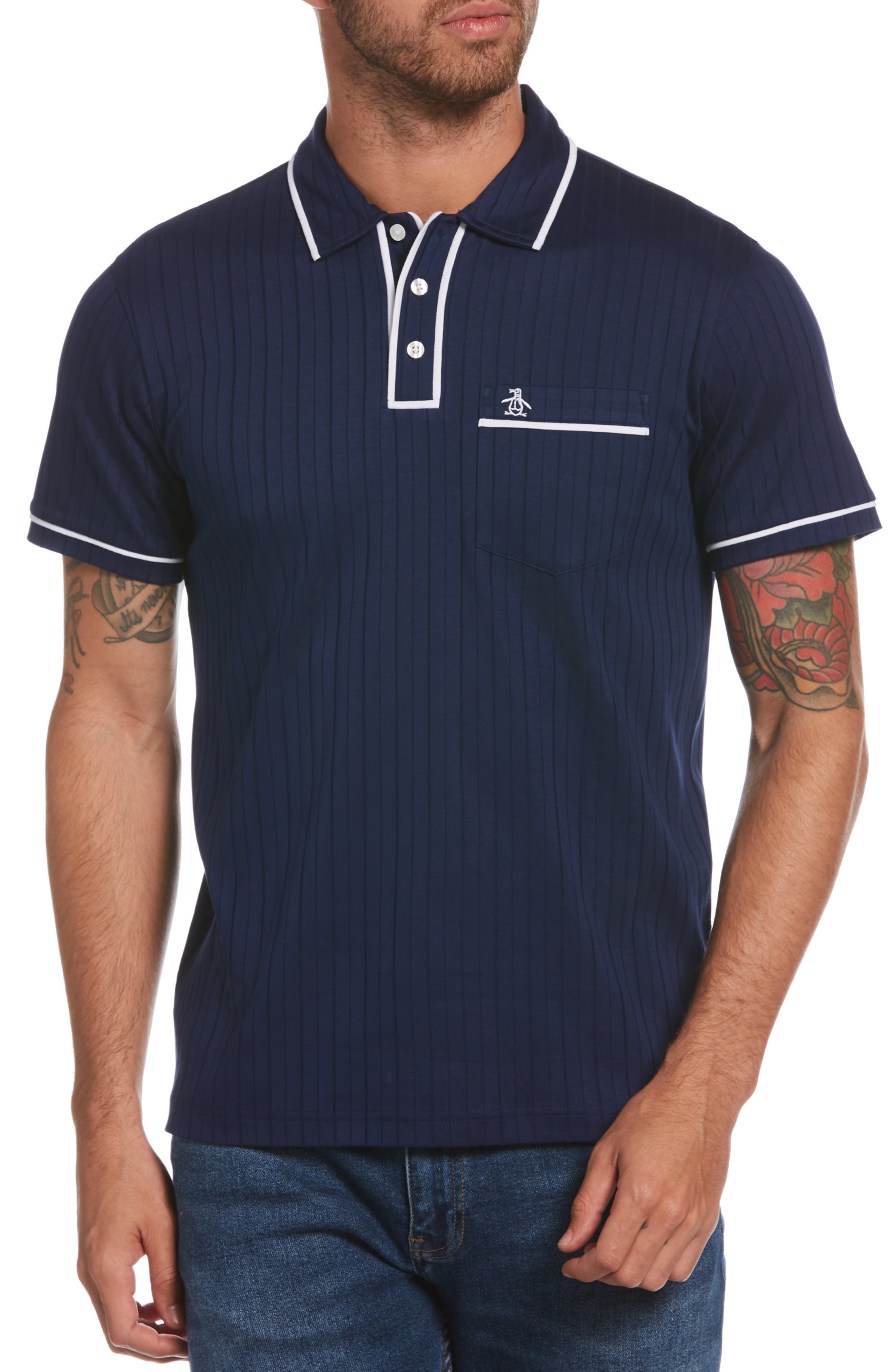 UPC 799016085438 product image for Original Penguin Earl Knit Cotton Polo in Medieval Blue at Nordstrom, Size X-Lar | upcitemdb.com