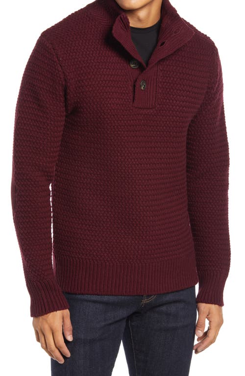 Military Henley Sweater in Burgundy