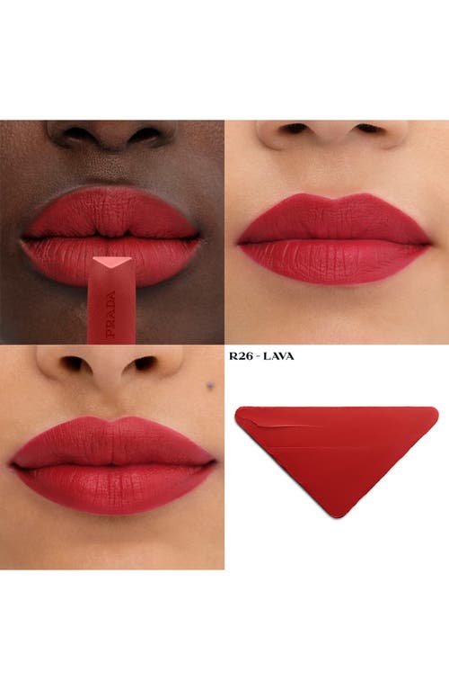 Prada Monochrome Hyper Matte Refillable Lipstick In R26 Lava - Red