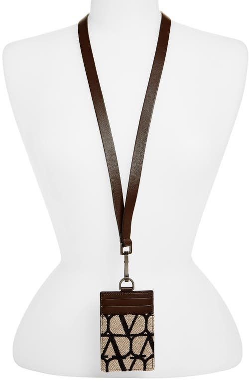 Valentino Garavani VLOGO Toile Lanyard ID Holder in 6Zn Naturale Nero Fondant at Nordstrom