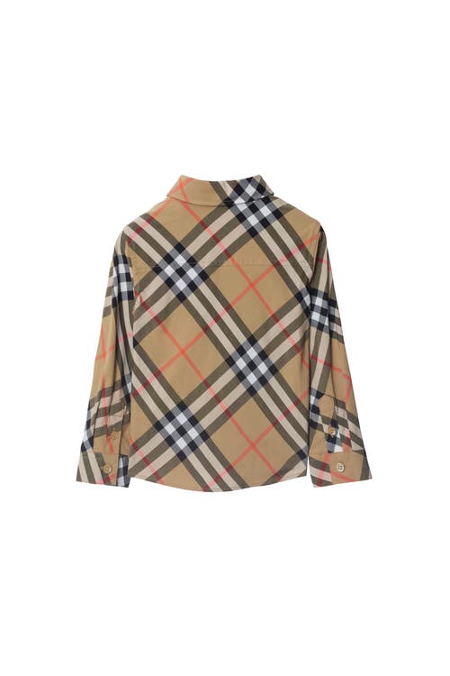 Burberry Check Cotton Shirt In Sand