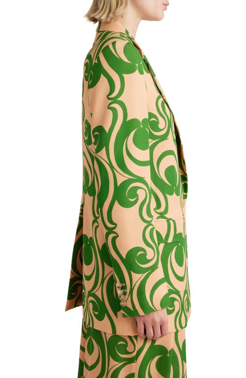 Shop Dries Van Noten Swirl Print One-button Blazer In Green