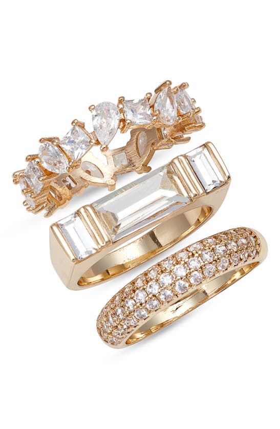 Shop Nordstrom Set Of 3 Rings In Clear- Gold