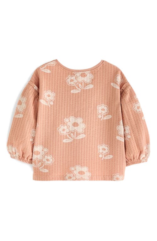 Shop Next Kids' Floral Balloon Sleeve Cotton Knit Top In Pink