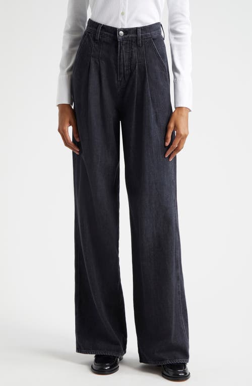 Shop Veronica Beard Mia High Waist Double Pleat Wide Leg Jeans In Washed Onyx