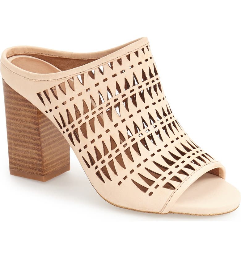 JEFFREY CAMPBELL 'Newark' Open Toe Mule, Main, color, NATURAL TRIANGLE CUT LEATHER