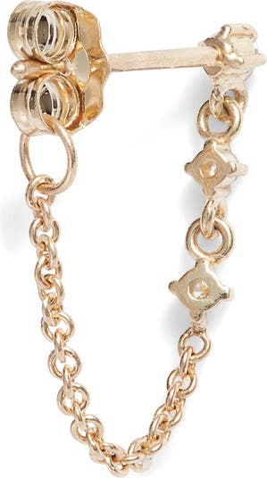 Zoë Chicco Chain Drop Threader Earrings 14K Yellow Gold