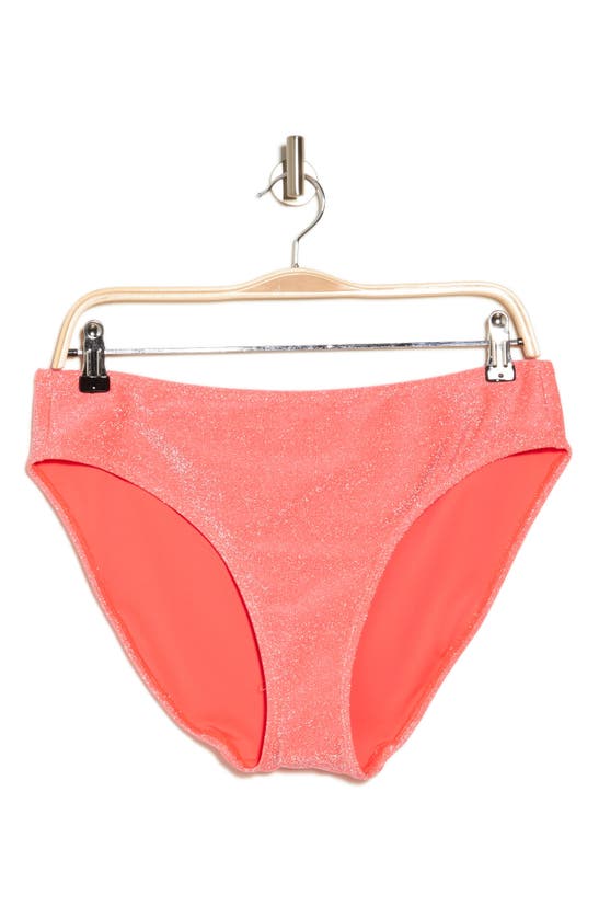 Good American Sparkle Low Rise Swim Briefs In Fiery Coral