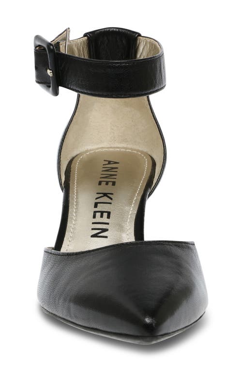 Shop Anne Klein Fabulist Ankle Strap Pump In Black Leather